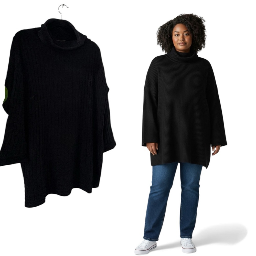 Elegant Black Cowl Neck Sweater